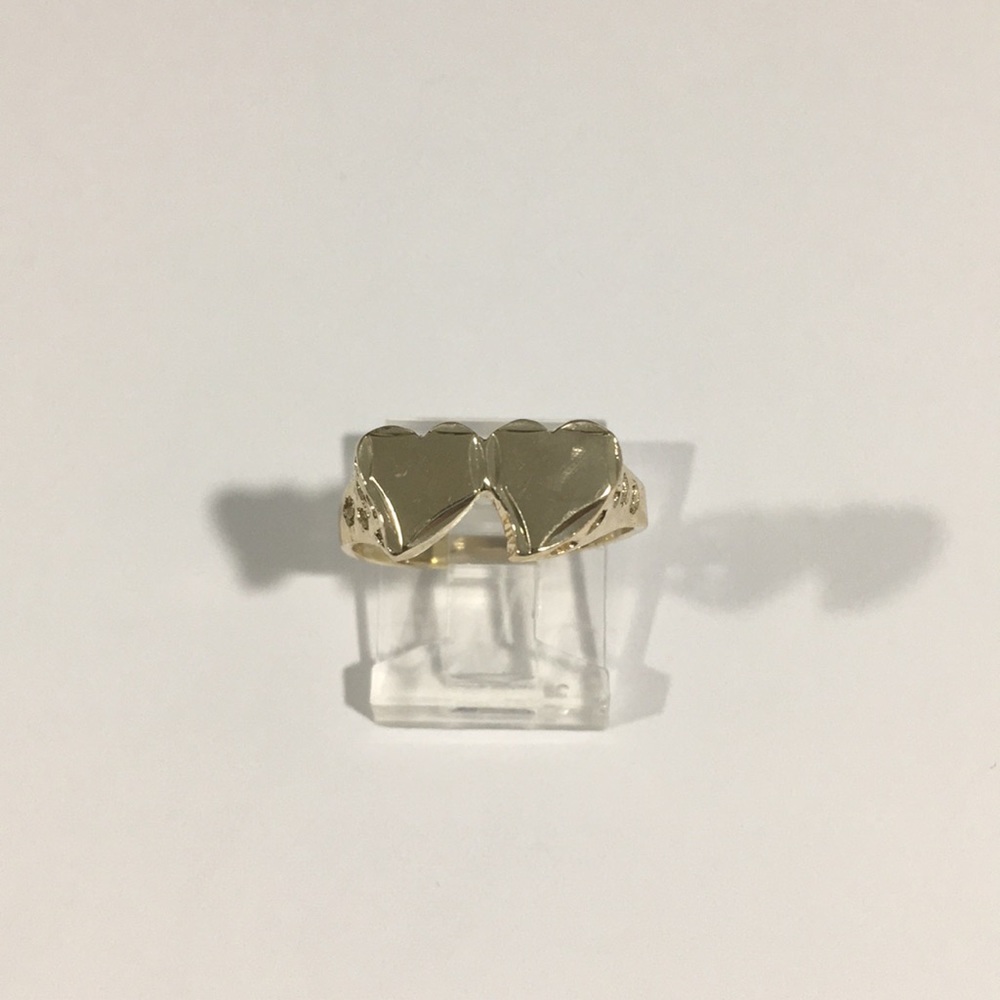 14k Yellow Gold Double Heart ❤️ Ring